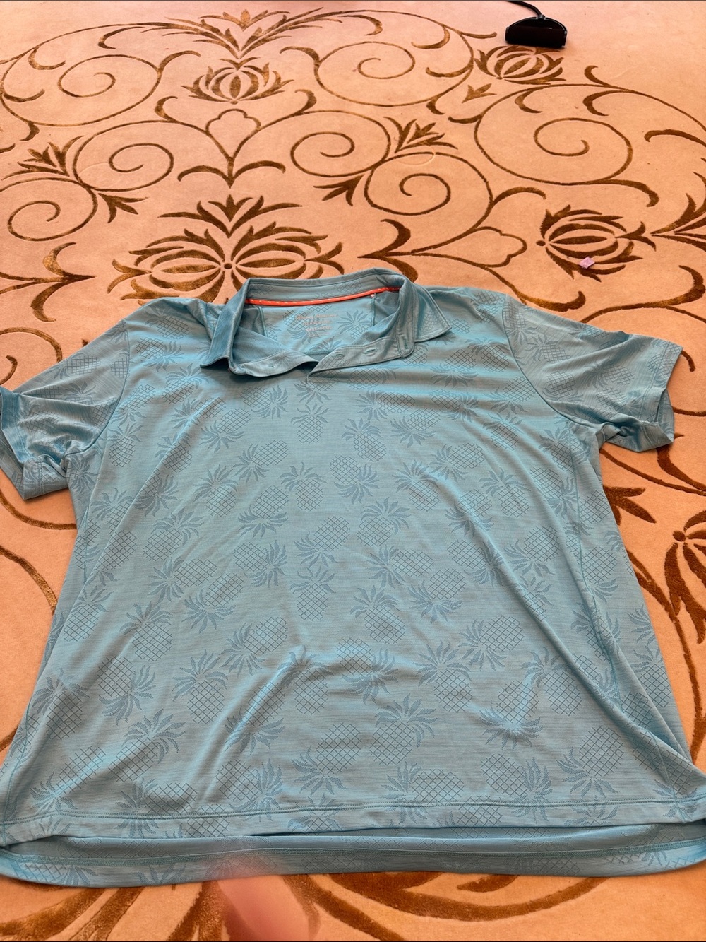Tommy Bahama Light Blue Men's Short-Sleeve Polo with Pineapple Jacquard